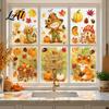 Seasonal Window Decals for Stores 6 Sheets Autumn Harvest Stickers Thanksgiving Cartoon Static Cling Decorations with Party Pumpkins Maple