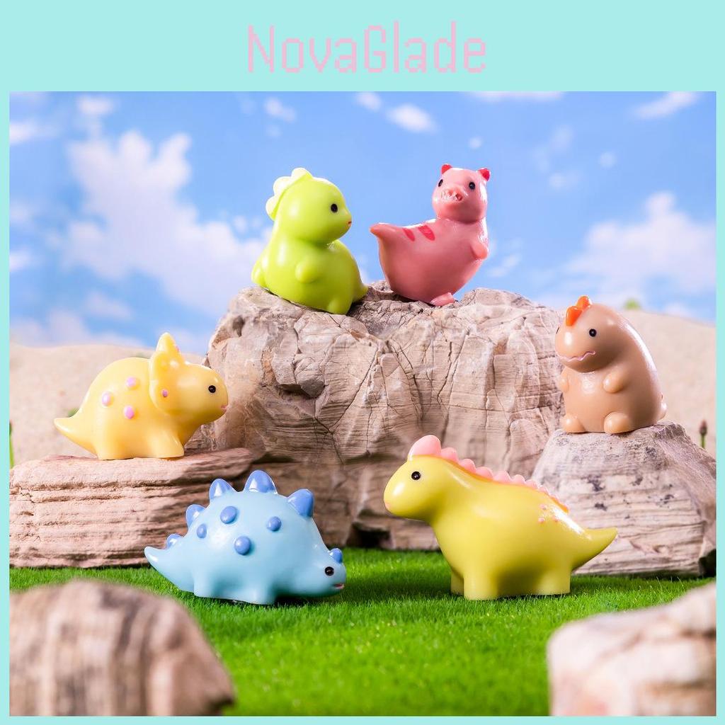 Adorable Resin Mini Dinosaur Figurines Cartoon Style Cute Desk Ornaments Accessories