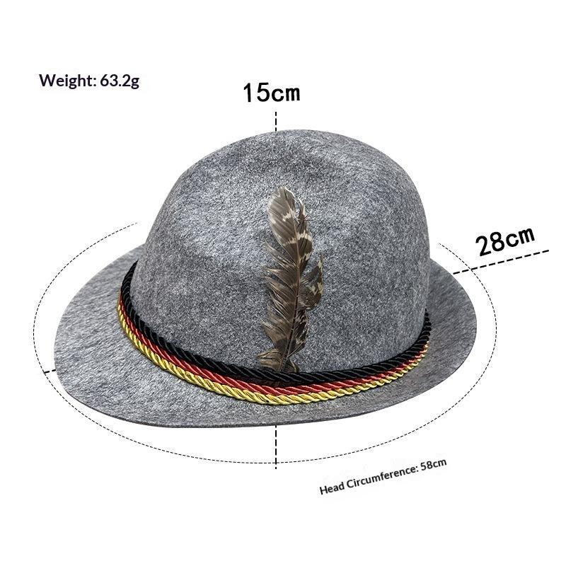 Fashion Dress Up Oktoberfest Hat Fedora Hat Panama Feather Decors Hat Bavarian Jazz Costume Cosplay Cap Photo Props