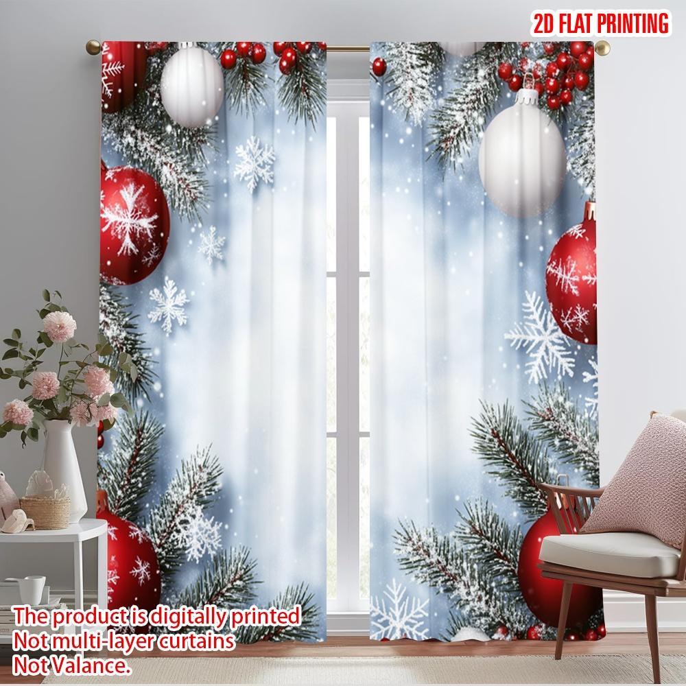 

2 шт., 2D печать на плоскости Креативные шторы Рождественские украшения Снег Праздничный (3) Универсальный полиэстер (без удилища) Домашнего декора 52.50×116.00 CM 2pcs