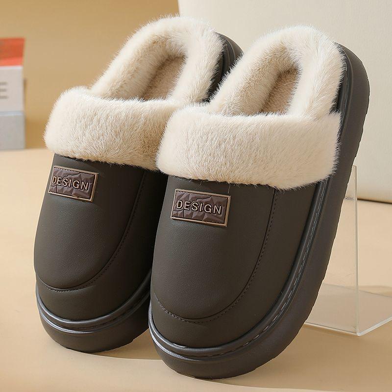 

Зимние тапочки на толстой подошве - Нескользящая ПУ кожа с милым бантом для мужчин и женщин 44-45 (suitable for size 43-44 feet)