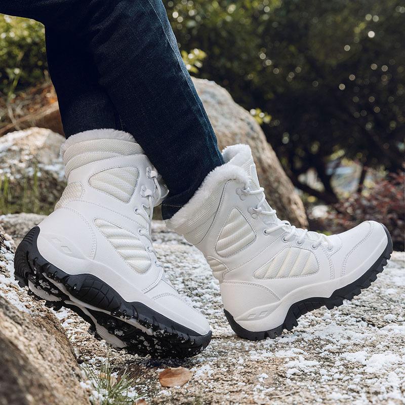 Brand Men Winter Snow Boots Women's Waterproof Leather Sneakers Super Warm Men's Boots Outdoor Male Hiking Boots Work Shoes Size