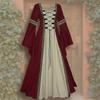 2026 Gothic Retro Medieval Lace-up Ruffle Dress - Long Sleeve Women's Performance Costume