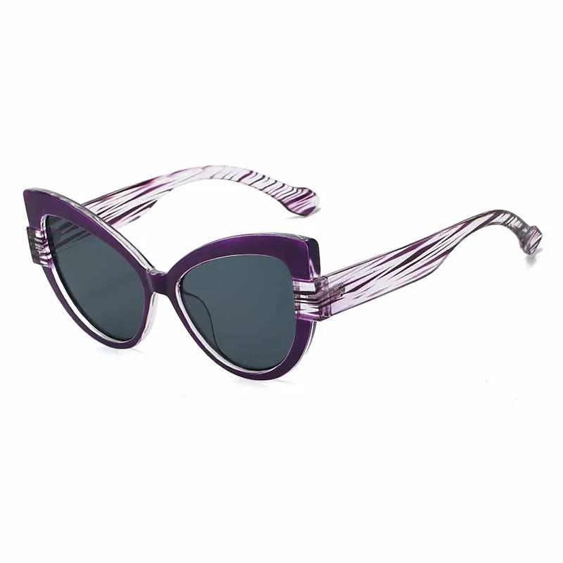 New Fashion Contrasting Cat Eye Sunglasses Personalized Casual Versatile Anti Blue Light Glasses Outdoor Travel UV Protection