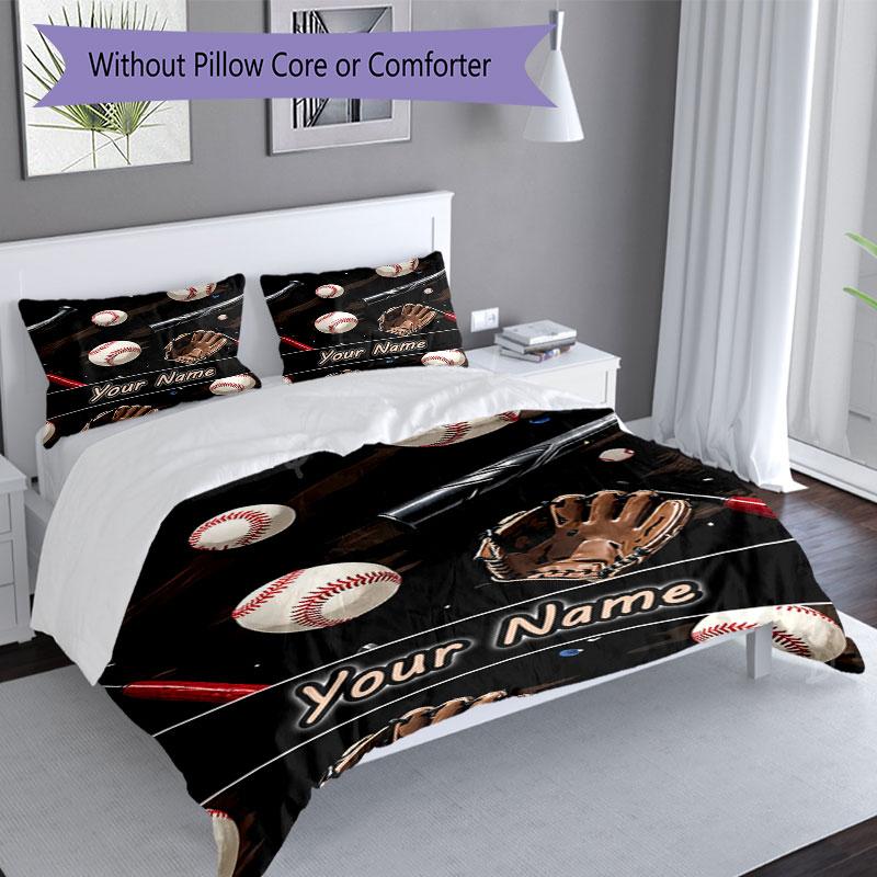 3PC Custom Name Baseball Dreams Bedding Set Duvet Cover Closure Includes 1 Duvet Cover & 2 Pillowcases for Bedroom