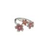 Sweet Pink Drop Oil Cherry Blossom Adjustable Open Ring for Women Niche Three Flower Design Sense Index Finger Ring 2026 Jewelry