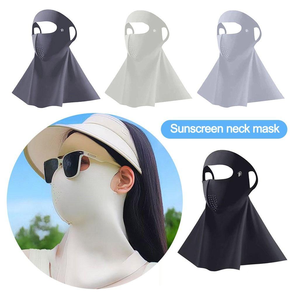 Ice Silk Sun Protection Mask Full Face Sunshade Face Mask New Anti-UV Neck Scarf  Summer