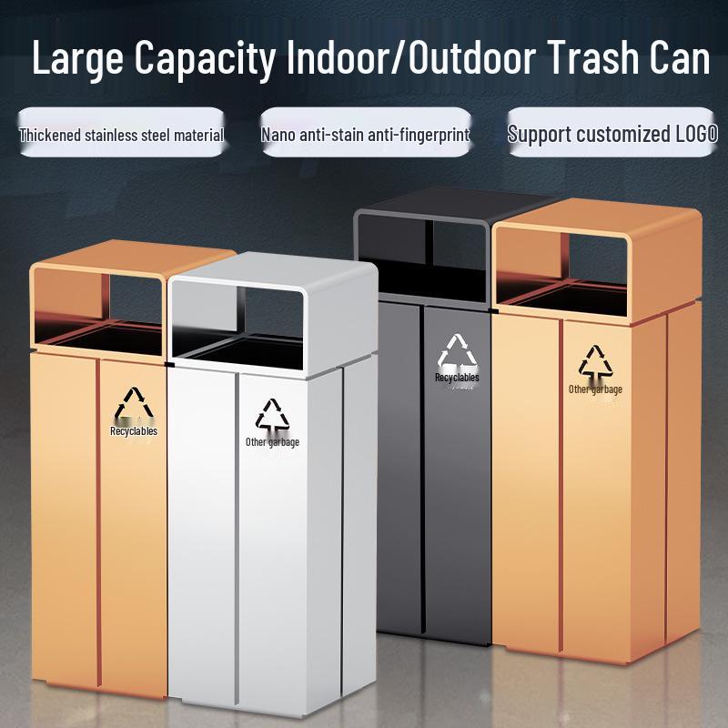 Large Capacity Stainless Steel Ashtray Trash Can for Hotels, Offices, Corridors, Elevators, and Outdoor Use