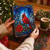 Red Bird Countdown Acrylic Pendant, 2D Flat Colored Glass Design, Hanging Ornament with Gift Box