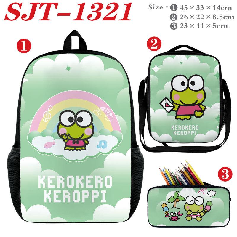 Sanrio Anime 3-Piece Set Backpack Lunch Bag Pencil Case Large Capacity Student School Bag Cute Cartoon Pink