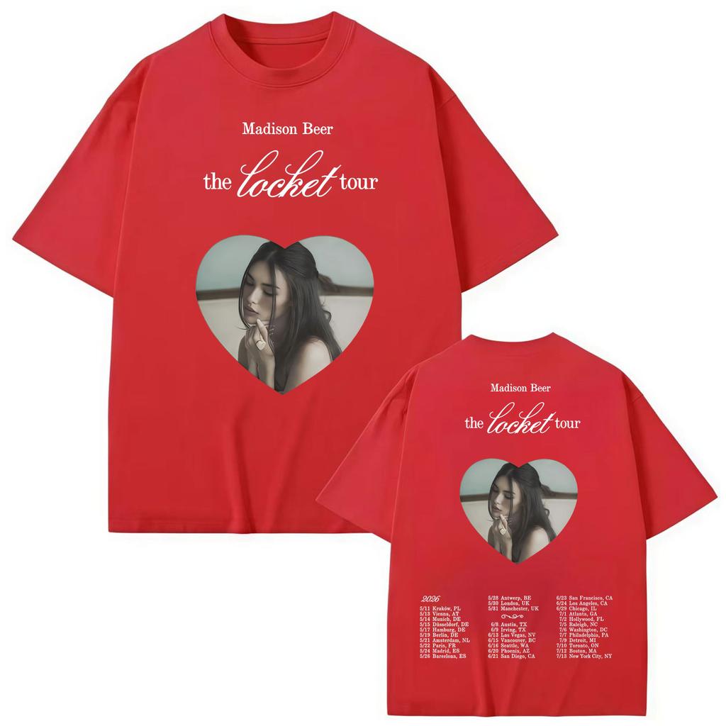 Madison Beer The Locket Tour Merch T-shirt Fashion Pop Music Short Sleeve T Shirts Men Women Casual Loose Cotton T-shirts