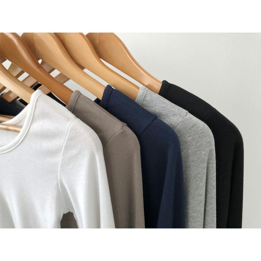 tops Women's Korean Fashion Tops Cut and Sew Long Sleeve Cropped Short Length Slim Stretch Plain Solid Color Affordable Simple Feminine Casual Autumn