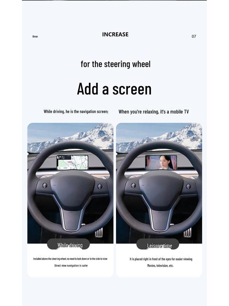 Tesla Model Y3 Steering Wheel Dashboard Phone Holder for Navigation