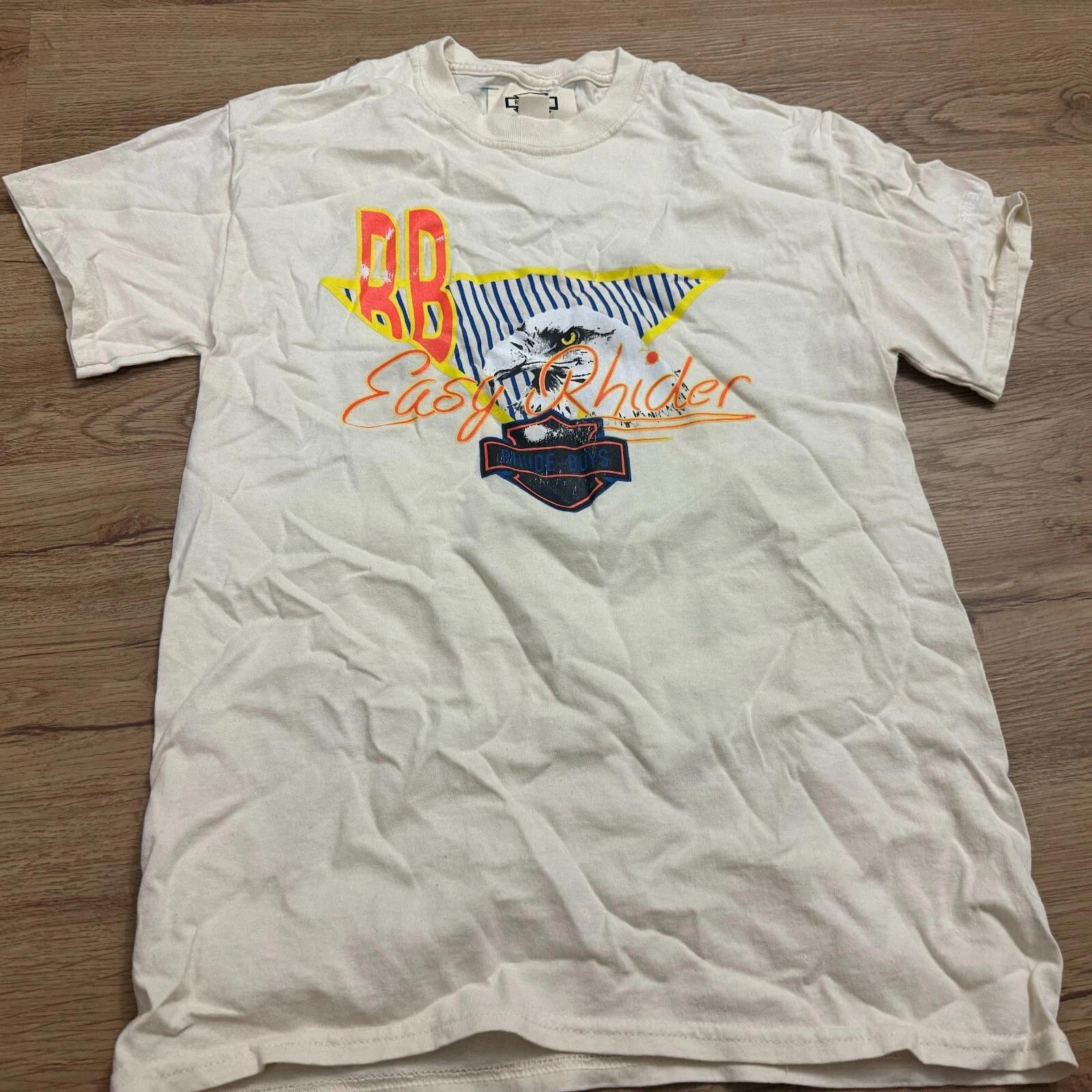 New Rhude Boys Off White Beige Eagle Easy Rider Rhider T-Shirt Size Small S S