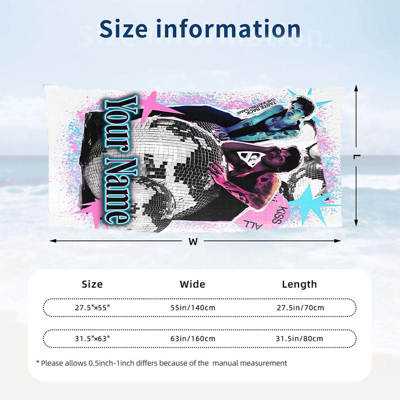 Harry Styles Beach Towel, Personalized Custom Name Text, Quick Dry Large Absorbent Towel For Beach Pool