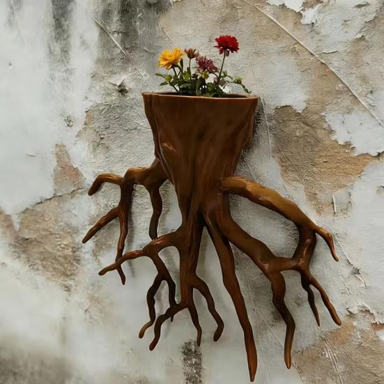 3D Printed Tree Planter Pot Wall Mount Flowerpot Herb Climbing Plants Holder Hanging Pot Home Balcony Indoor Outdoor Garden Decoration