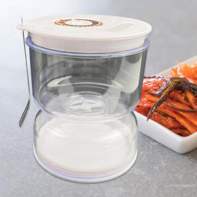 Pickle and Olives Jar Container with Strainer Flip Hourglass Wet Dry Separated