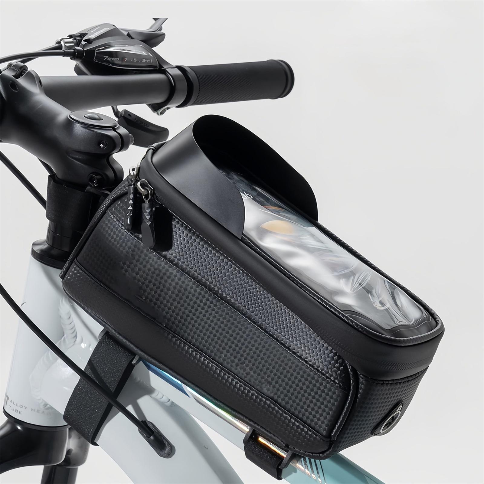 

Bike Frame Bag Top Tube Phone Bag Cycling Accessories Pouch 0.3mm Transparent Screen Film for Travel Riding One Size чёрный