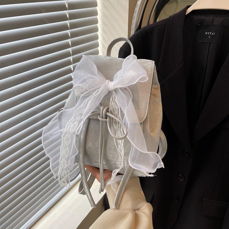 Ballet style bow backpack bag women 2025 new trendy Korean backpack cute portable shoulder bag schoolbag