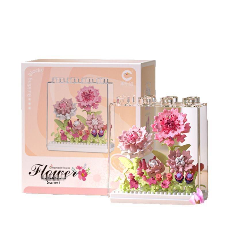 Music Flower Box Compatible Building Blocks Bouquet: Sunflower & Carnation Toy for Children and Teachers