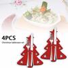 4pcs Christmas Cutlery Bag Pocket Fork Knife Spoon Holder