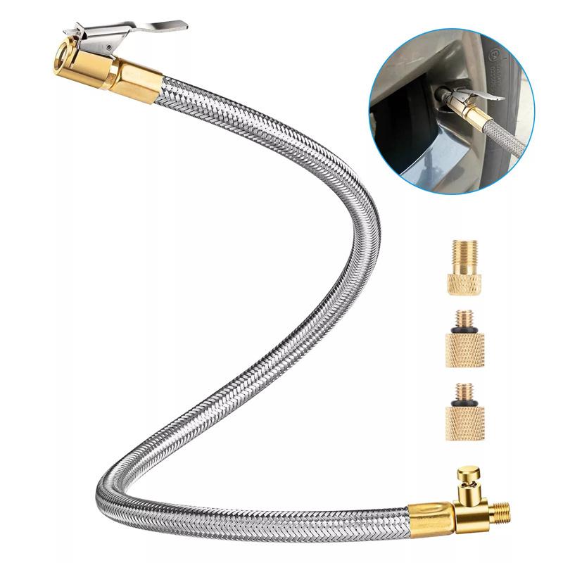 Inflatable Tube Hose Car Tire Air Inflator Hose Inflator Tube Connection Quick Inflation Chuck Locking Air Chuck for Motorcycle