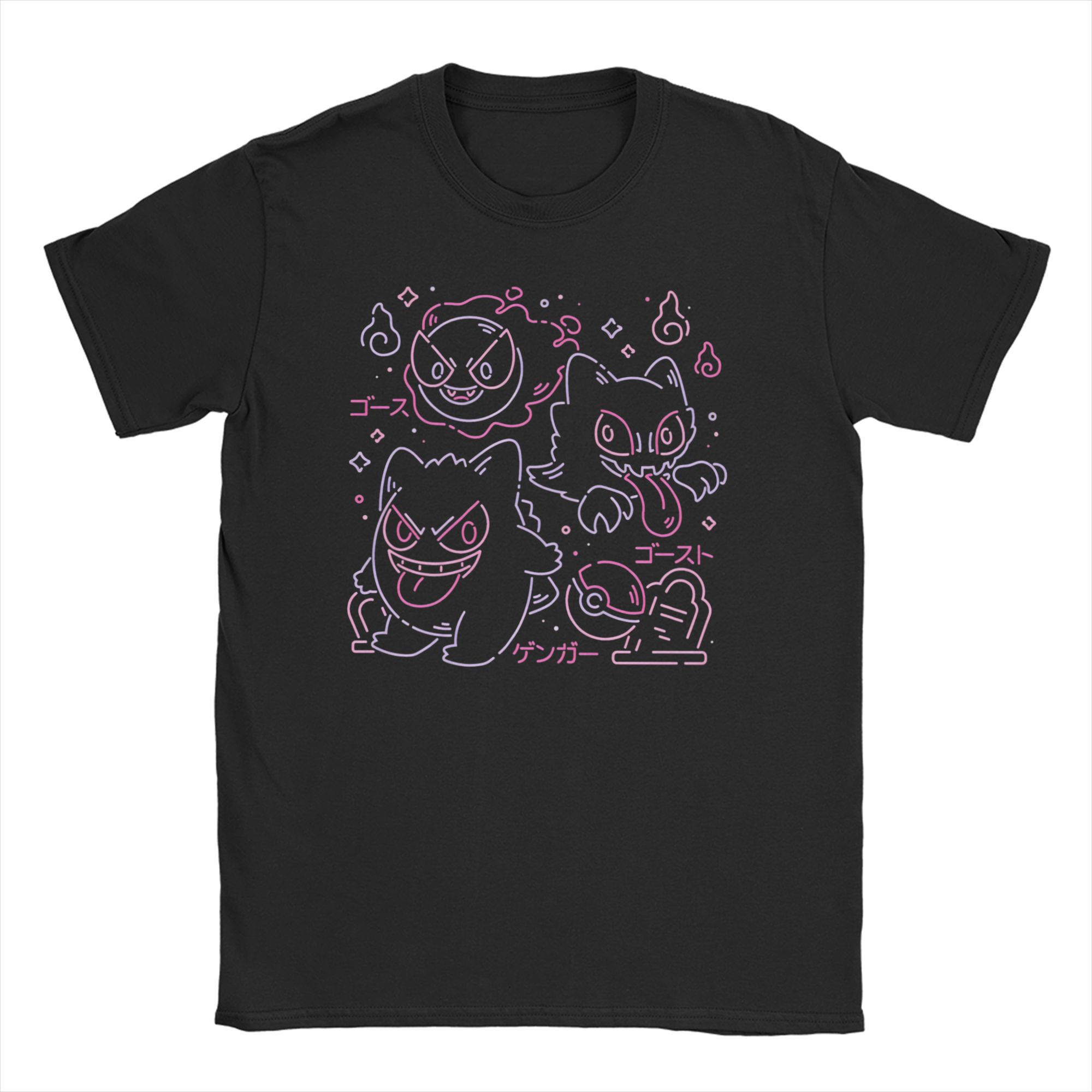 

Pokemon Men Women s T-Shirts Gengar Game Humor 100% Cotton Tee Shirt Short Sleeve Japan Anime Pikachu T Shirts Crew Neck Tops XL