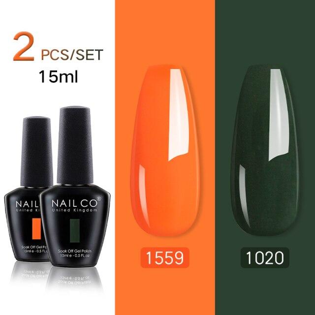 NAILCO 2 цвета, 15 мл, набор гель-лаков для ногтей Vernis, полуперманентный УФ-светодиодный гель для дизайна ногтей, принадлежности для профессионалов, отмачиваемый верхний слой