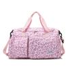 Klassisk leopardmønstret fritidsbag med stor kapasitet og tørr-våt-separasjon, flere lommer og skorom, sports- og treningsreisebag