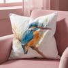 Kingfisher Watercolor Painting Cushion Cover Multi-Scene Pillow Cover for Home & Car - Reversible, Soft & Durable for Daily Use