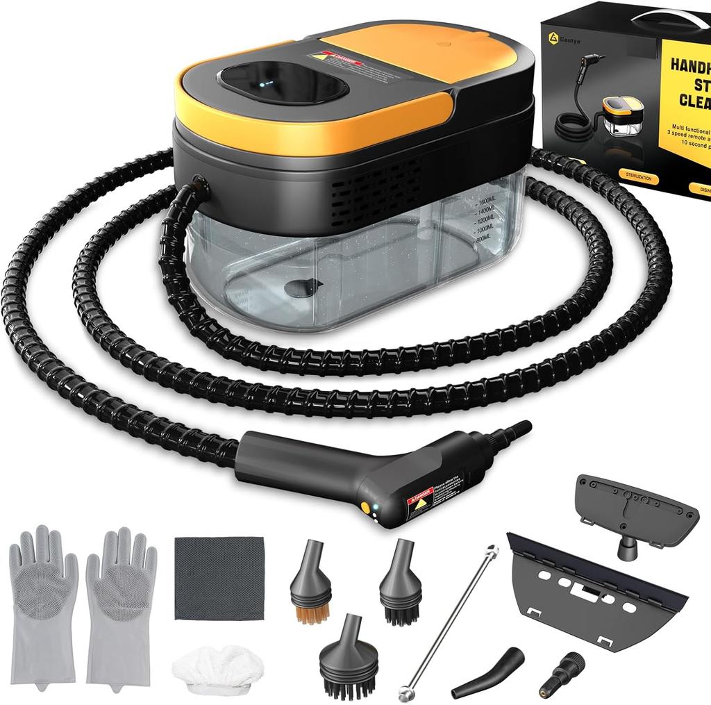 3-Level Adjustable Handle Steam Cleaner, 15s Heat-Up, 1.69 Quarts Tank, Portable Steamer with 11 Accessories for Home, Car, Floor, Couch