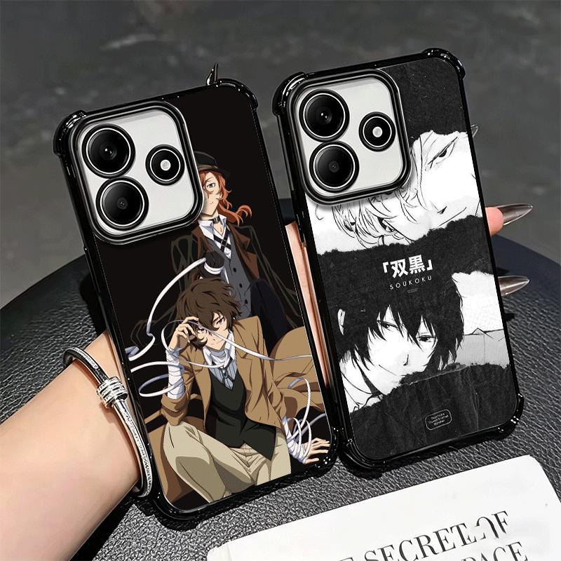 Bungo Stray Dogs Double Black Soft Phone Case For Xiaomi Redmi Note 14 15 Pro Plus 13 12 11S 11T 5G 10 9S 9 Plating Anti-Fall Fu