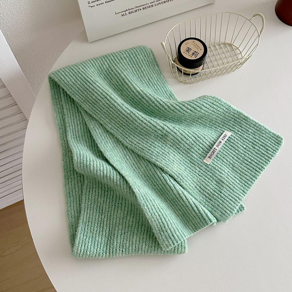 High quality~ blended knitted twist solid color thickened soft waxy scarf women's autumn and winter versatile couple scarf