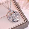 Island Style Coconut Tree and Wave Necklace Round, Hollowed-out Blue Cubic Zirconia Pendant Necklace