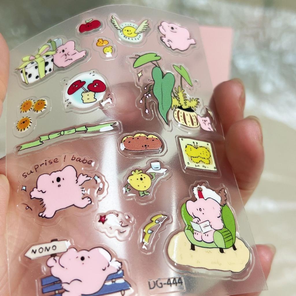 Girlish Cute Pink Fruit Ice Cream 3D Relief Stickers High-quality Epoxy Resin Jelly Decals for IPad Laptops Phone Case DIY Decor