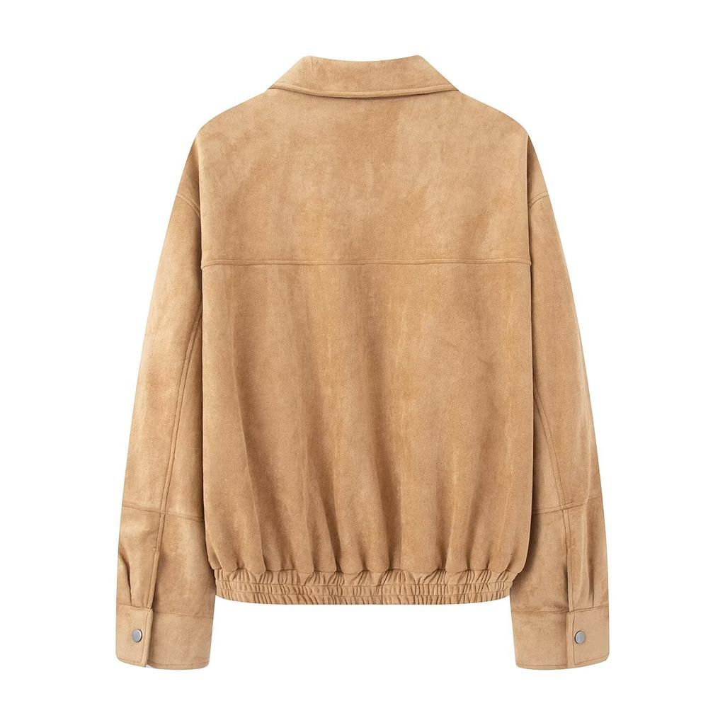 Women's Solid Color Long Sleeved Zipper Casual Top Jacket Jacket