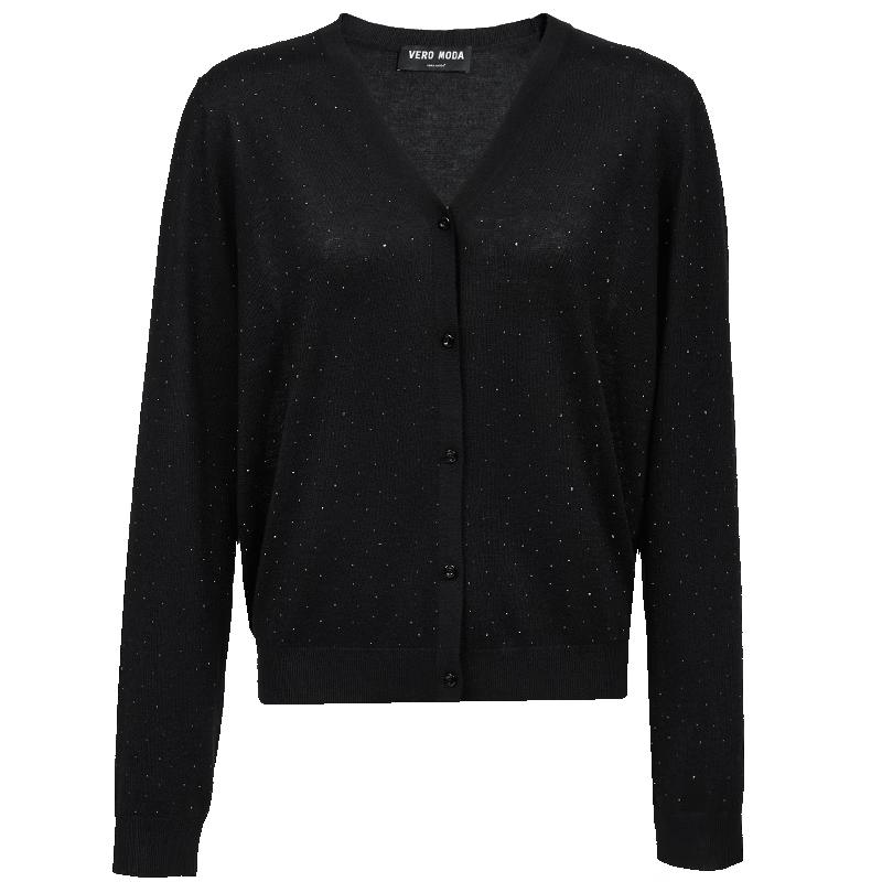 VEROMODA V-Neck Wool Blend Rhinestone Cardigan M