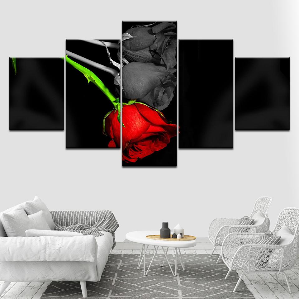 Most beautiful rose flowers 5 Piece Canvas Wallpapers modern Poster Modular art painting for Living Room Home Decor 20x35 20x45 20x55cm