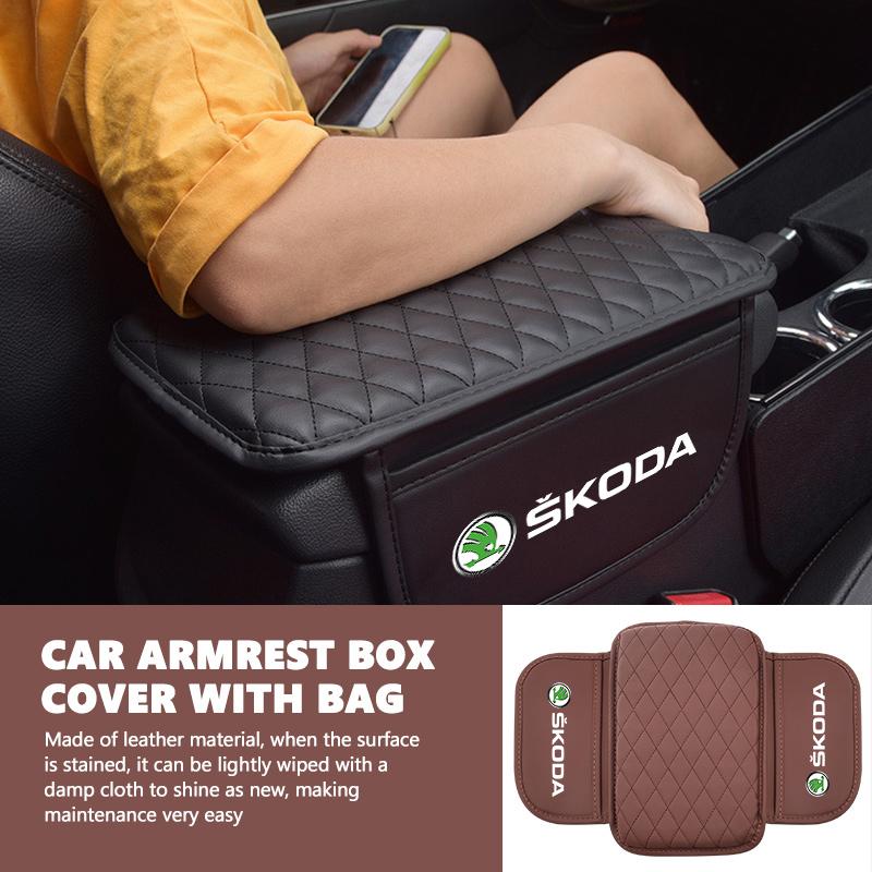 Car Armrest Box Pad Auto Protective Armrest Mat Storage Bag Interior Accessory For Skoda octavia a5 a4 mk1 2 fabia superb rapid xknp33