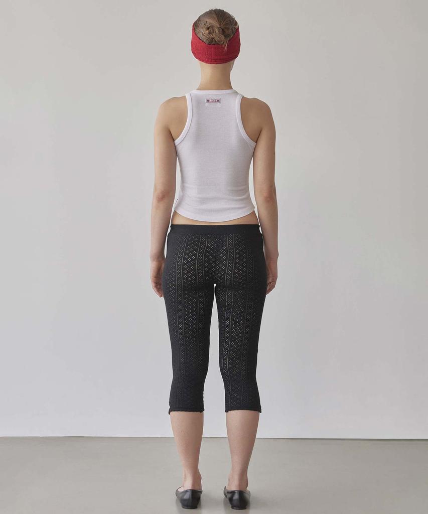 SCULPTOR Eyelet Knit Capri Pants Black