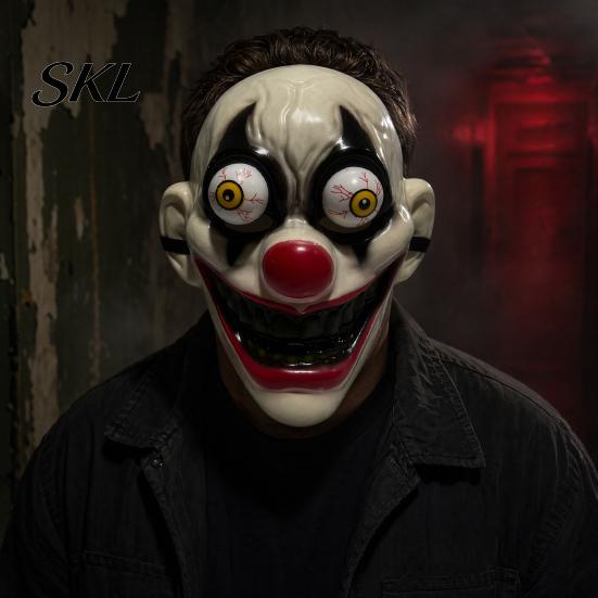 Prop Scenico Stanza Segreta Inquietante Maschera Integrale Horror di Halloween con Occhi Sanguinanti Sporgenti, Materiale Party Hard Spaventoso per Costume Cosplay Adulto