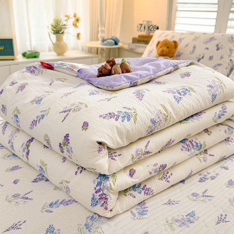 Vår Sommar Quilt Queen Mekanisk Tvätta Bekväm Täcke Enkel Dubbel Filt Täcken för Barn Vuxna