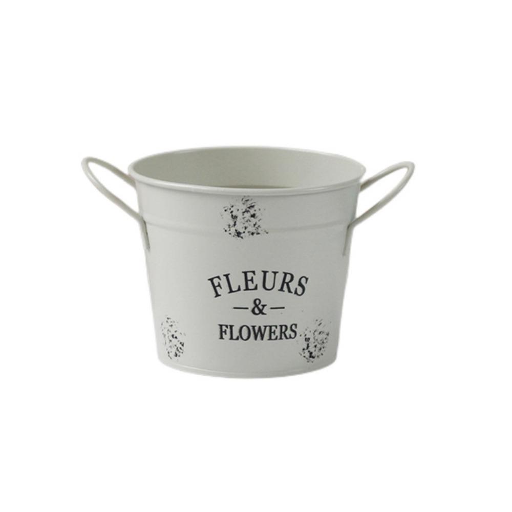 Corrosion-resistant Round Flower Pot Handicraft Flower Bucket Ornament Iron Planter Pot  Desktop