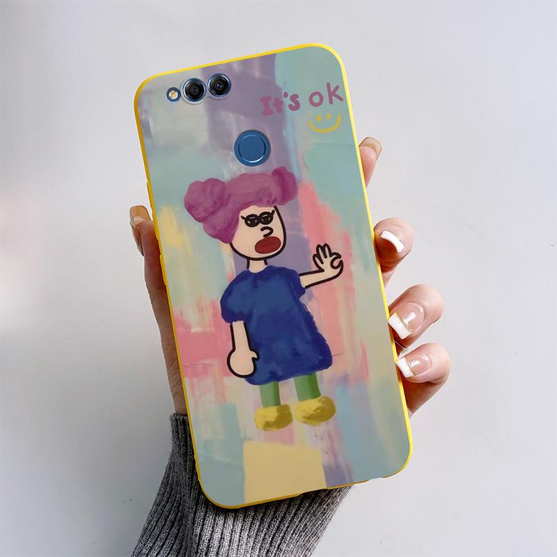 For Honor 7X Case Matte Cover Honor7X 7 X Soft Silicone Cute Cat Cartoon Case For Huawei Honor 7X BND-L21 BND-L22 BND-L24 Coque