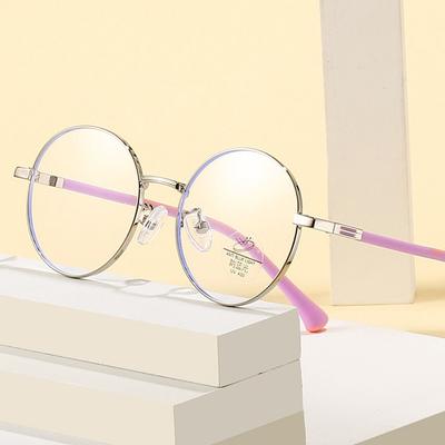 Blue Ray Blocking Kids Anti-blue Light Glasses Eye Protection Ultralight Round Eyeglasses Metal Computer Goggles