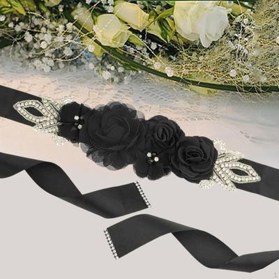 Bridal Wedding Belt Sash Accessories Evening Gown with Flower for Festive