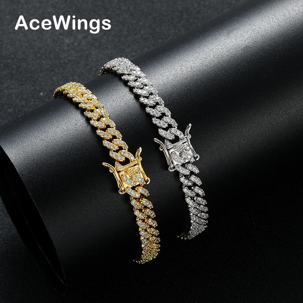 BB237 6mm Brass Cubic Zircon Cuban Bracelet Fashion Women Chain Bracelets