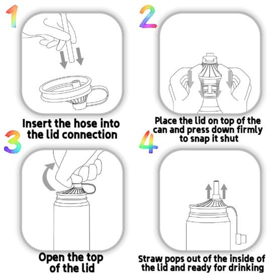 4Pcs Silicone Soda Can Lids with Telescopic Straw Energy Drink Canning Lids Reusable Pop Can Covers for Soda Coke Beer Juice