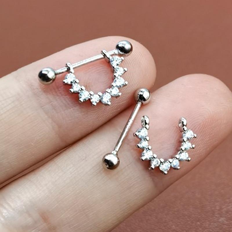 1Pair Semicircular Triangle Geometric Hoop Earrings Helix Cartilage Piercing Ear Studs Women Party Jewelry