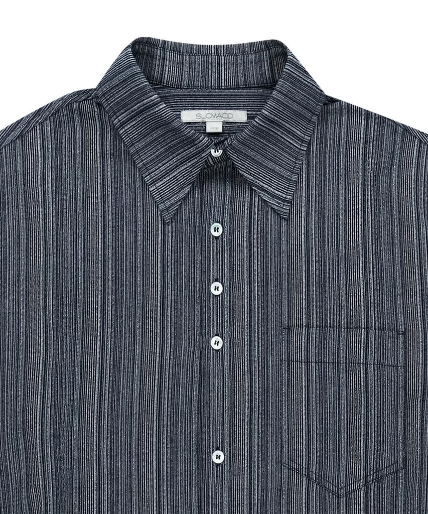 SLOWACID Striped Button Shirt [Navy]